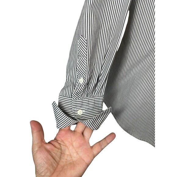 J.Crew Women’s Blue Striped Preppy Tuxedo Ruffle Front Button Down Shirt Blouse - Picture 5 of 10